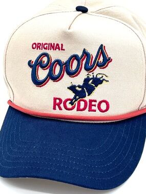 Coors Original Rodeo Snapback Hat Vintage Style Tan Blue Cap EUC